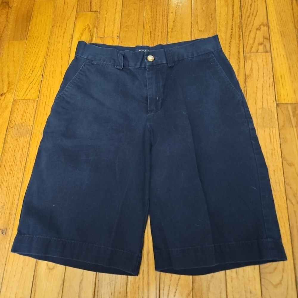 POLO RALPH LAUREN NAVY BLUE FLAT FRONT CHINO SHORTS BOYS YOUTH SZ 14